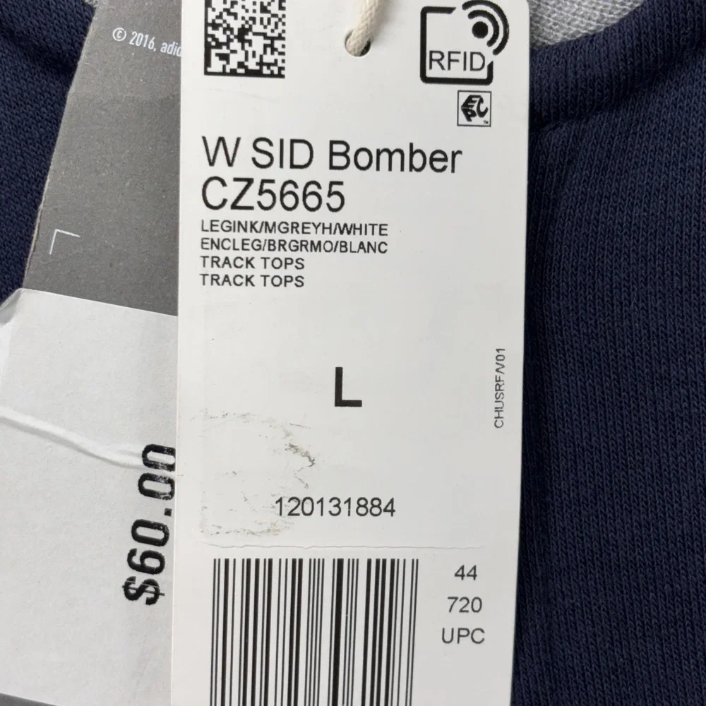 Adidas SID Bomber Track Jacket Womens Large Blue Gray Colorblock Full Zip NEW - Picture 4 of 11